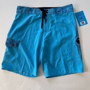 Bimini Bay Outfitters Men's Board Shorts Size 36 Blue Black Spellout